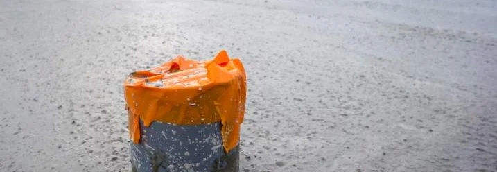 Frisch gegossene Betonplatte mit Abdeckung